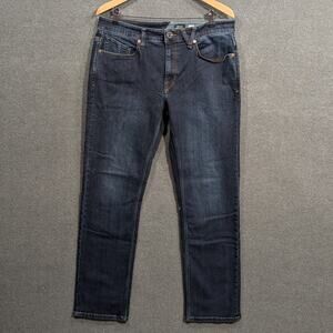 Volcom Jeans Mens 34x31 Solver Modern Straight Stretch Denim Classic Dark Wash